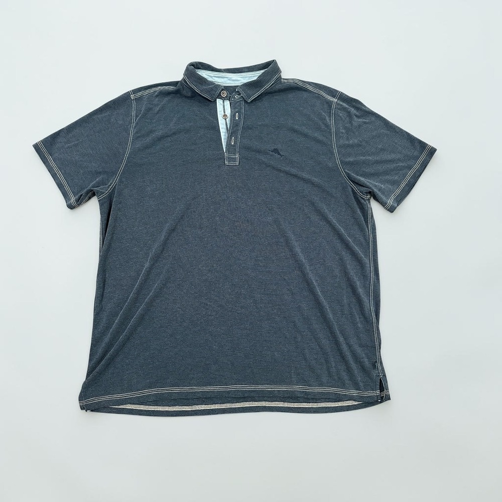 Tommy‎ Bahama Mens XL Blue Paradiso Cove Tencel Modal Polo Shirt Stitching
